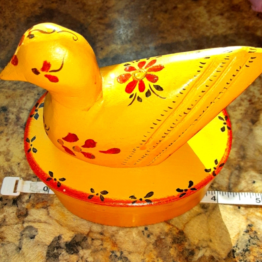 Dainty handmade yellow bird trinket box